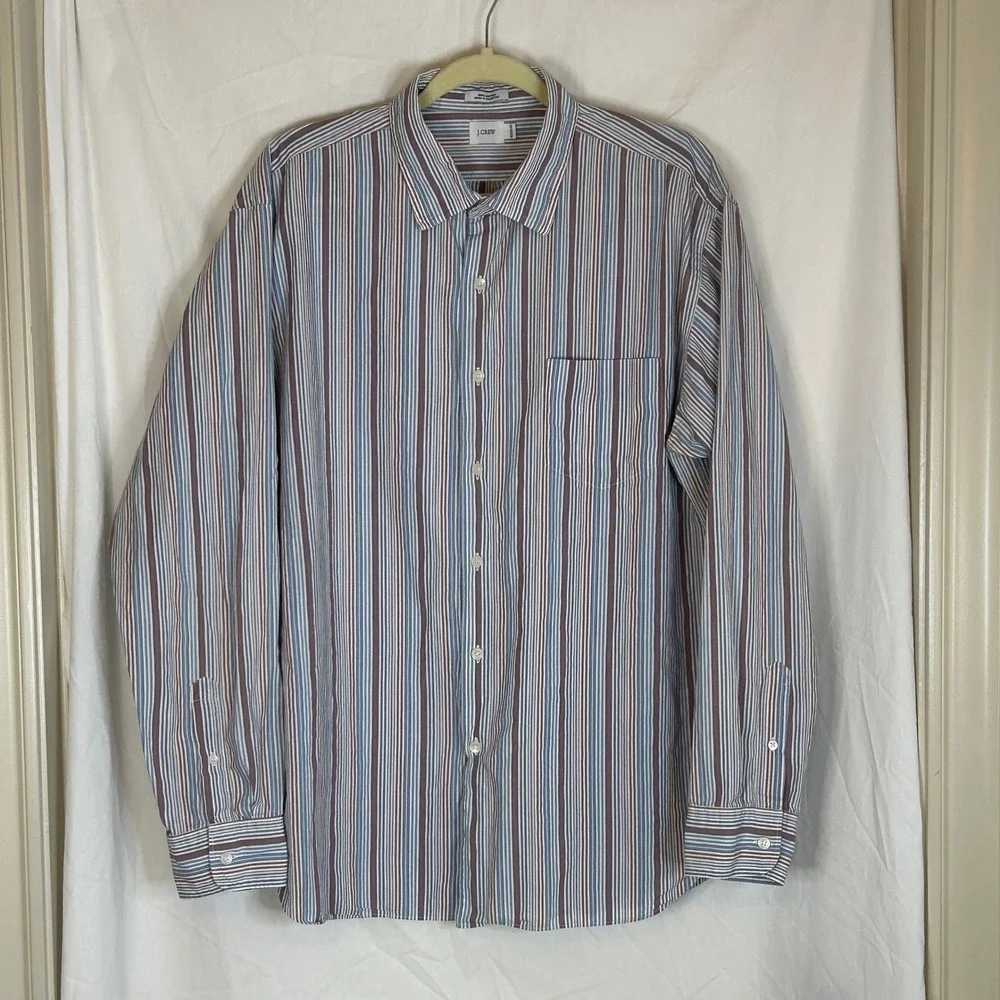 J.Crew Mens XL Striped Long Sleeve‎ Button Down Shirt Cotton Top